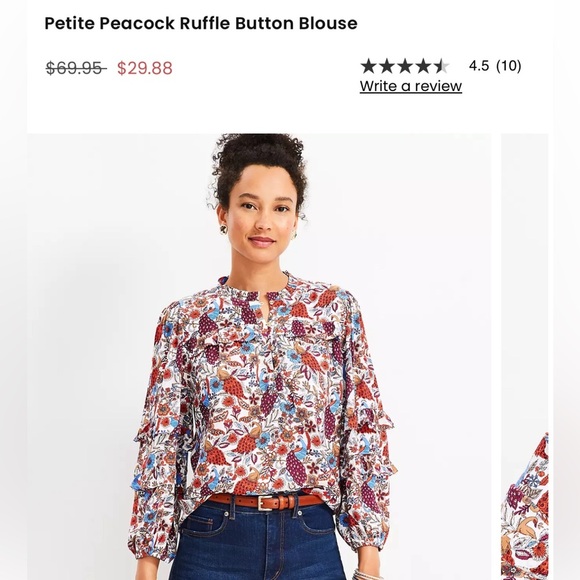 LOFT XXLP Peacock Ruffle Blouse - Picture 4 of 4